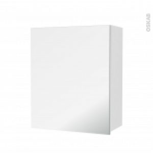 Armoire De Salle De Bains Rangement Haut Iris Blanc 1 Porte Miroir Cotes Decors L60 X H70 X P27 Cm
