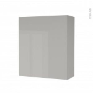 Armoire De Salle De Bains Rangement Haut Ivia Gris 1 Porte Cotes Decors L60 X H70 X P27 Cm