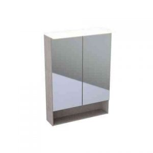 Armoire de Toilette Geberit Acanto Armoire Miroir Eclairage LED 2 Portes Chêne Mystique