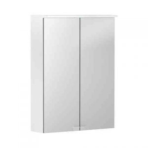 Armoire de Toilette Geberit Option Armoire Miroir Eclairage LED 2 Portes Blanc Mat