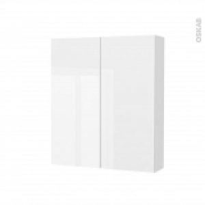 Armoire De Toilette Rangement Haut Bora Blanc 2 Portes Cotes Decors L60 X H70 X P17 Cm