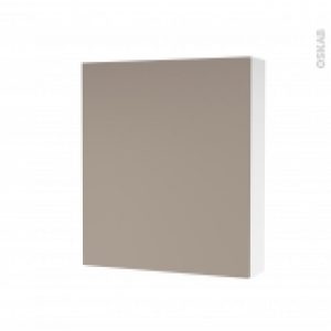 Armoire De Toilette Rangement Haut Ginko Taupe 1 Porte Cotes Blancs L60 X H70 X P17 Cm