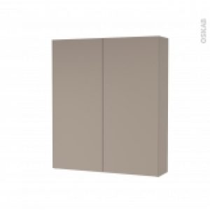 Armoire De Toilette Rangement Haut Ginko Taupe 2 Portes Cotes Decors L60 X H70 X P17 Cm