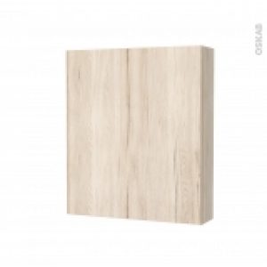 Armoire De Toilette Rangement Haut Ikoro Chene Clair 1 Porte Cotes Decors L60 X H70 X P17 Cm