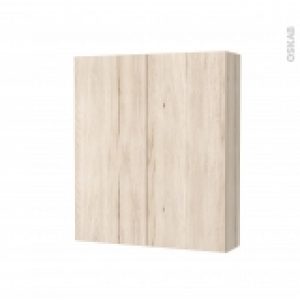Armoire De Toilette Rangement Haut Ikoro Chene Clair 2 Portes Cotes Decors L60 X H70 X P17 Cm
