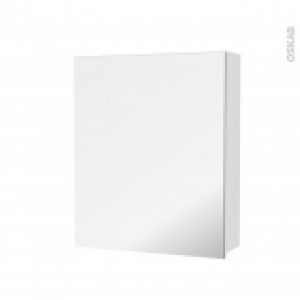 Armoire De Toilette Rangement Haut Ipoma Blanc Brillant 1 Porte Miroir Cotes Decors L60 X H70 X P17 Cm