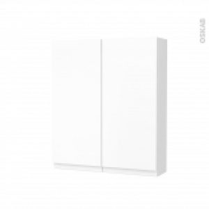 Armoire De Toilette Rangement Haut Ipoma Blanc Mat 2 Portes Cotes Blancs L60 X H70 X P17 Cm
