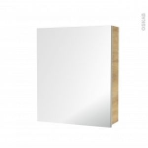 Armoire De Toilette Rangement Haut Ipoma Chene Naturel 1 Porte Miroir Cotes Decors L60 X H70 X P17 Cm