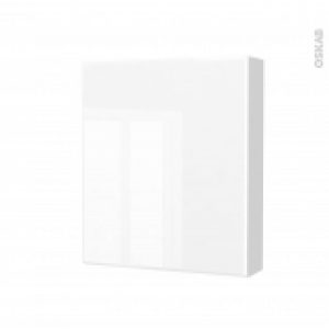 Armoire De Toilette Rangement Haut Iris Blanc 1 Porte Cotes Blancs L60 X H70 X P17 Cm