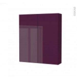 Armoire De Toilette Rangement Haut Keria Aubergine 2 Portes Cotes Decors L60 X H70 X P17 Cm