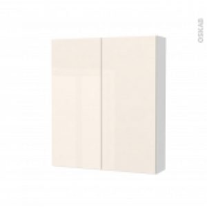 Armoire De Toilette Rangement Haut Keria Ivoire 2 Portes Cotes Blancs L60 X H70 X P17 Cm