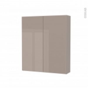 Armoire De Toilette Rangement Haut Keria Moka 2 Portes Cotes Decors L60 X H70 X P17 Cm