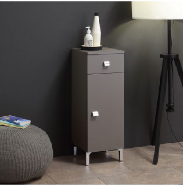 ARMOIRE EASY GRIS COLOMBE FONCÉ AU SOL 31,5 CM AVEC TIROIR + PORTE