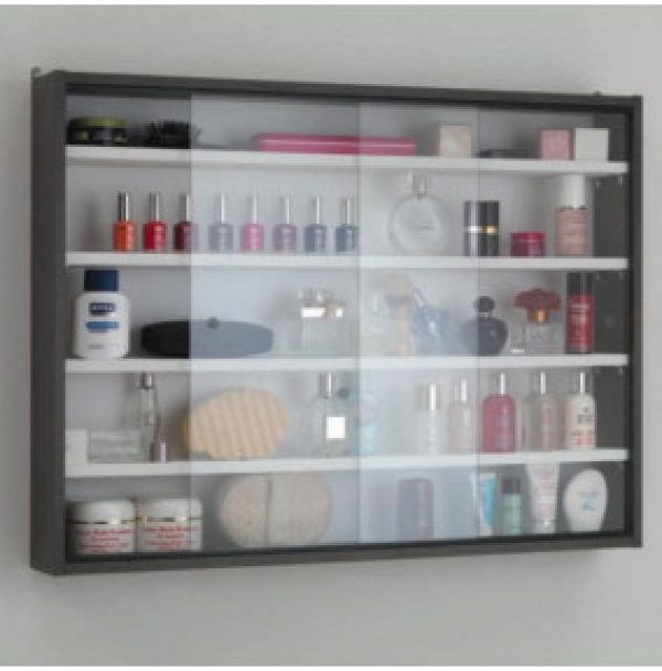 AVEC ACCROCHAGE EN VERRE PORTES COULISSANTES 80X60 CM ANTHRACITE