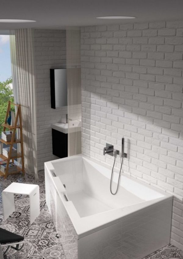 Baignoire d’Angle Balnéo Riho Doppio 1300x800x1800mm Blanc