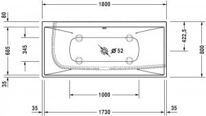Baignoire d’Angle Duravit Vero Air à gauche 1800x800mm 700428000000000