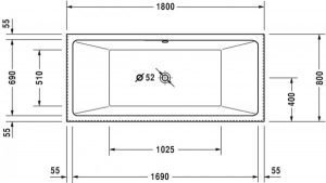 Baignoire Rectangulaire Duravit Vero Air 1800x800mm 700417000000000