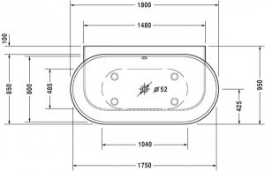 Baignoire Rectangulaire Duravit Vero Air 1800x800mm 700433000000000
