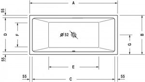 Baignoire Rectangulaire Duravit Vero Air 1800x800x480mm 700413000000000