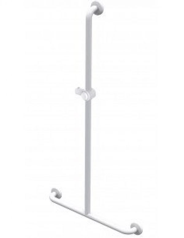 Barre d’appui douche en T blanc + support douchette 600×1200 AKW…