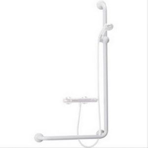 Barre de douche en L Ø33mm Polyalu 664,5×1264,5mm