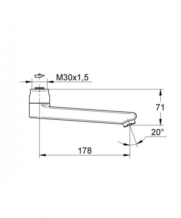 Bec coulé Grohe 177 mm pour robinetterie murale Chromé