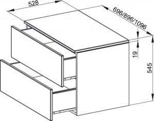 Bette Meuble suspendu latéral avec plaque de recouvrement Modules 2 tiroirs (RC07)