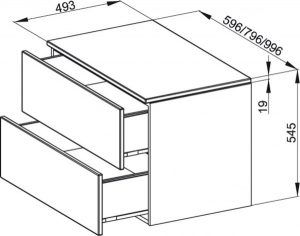 Bette Meuble suspendu latéral avec plaque de recouvrement Modules 2 tiroirs (RC03)