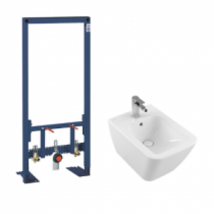 Bidet suspendu Finion Villeroy et Boch avec bati support bidet Grohe