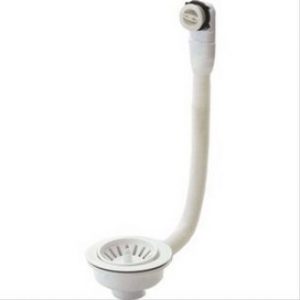 Bonde à panier avec trop plein plateau blanc Ø114