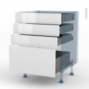 Bora Blanc Kit Renovation 18 Meuble Casserolier 4 Tiroirs L60Xh70Xp60