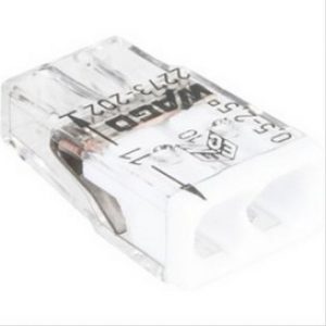 Borne de connexion Wago fil rigide transparent/blanc 2 fils – vendu par 100 – Wago