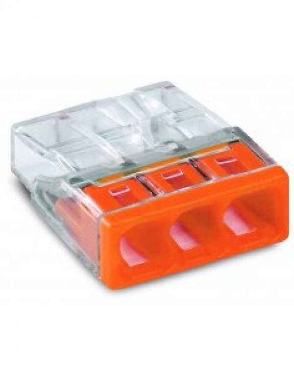 Bornes WAGO  3 entrées (0.5-2.5mm) OR boite de 100 pièces