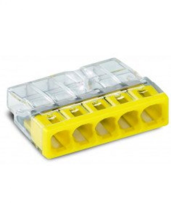 Bornes WAGO 5 entrées (0.5-2.5mm) Jaune boite de 100 pièces