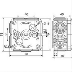 Boîte carrée 10 embouts à entrée directe Plexo 130x130x74mm