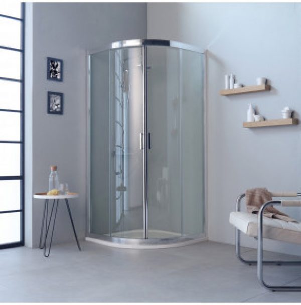 CABINE DE DOUCHE ANGULAIRE 90X90 H 195 TRANSPARENT PROFILS FLAT PORTES COULISSANTES