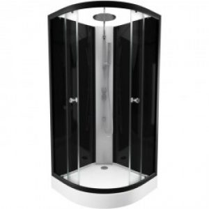 Cabine de douche complète – 1/4 cercle – 85 x 85 x 220 cm – Graphite – AURLANE