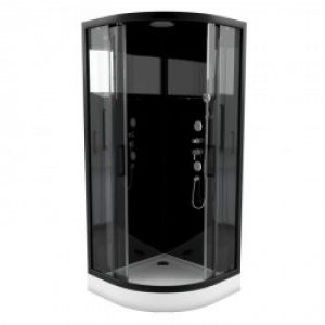 Cabine de douche complète – 1/4 cercle – 90 x 90 x 215 cm – Black Mirror II – AURLANE