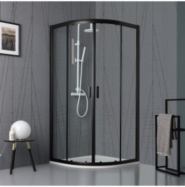 CABINE DE DOUCHE SEMI-CIRCULAIRE AVEC CRISTAL TRANSPARENT ET PROFIL NOIR MAT | CITY