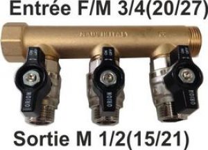 Collecteur p-pro MF3/4 »(20/27) 3 vannes M1/2 »(15/21) 50mm d’entraxe Pro