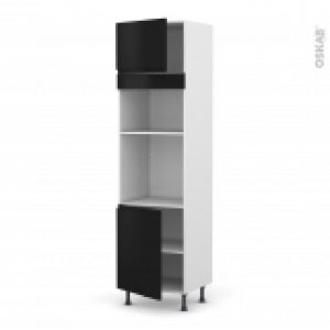 Colonne De Cuisine N1321 Fourmo Encastrable Niche 3638 Ipoma Noir Mat 2 Portes L60 X H217 X P58 Cm