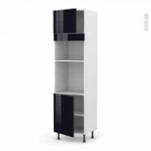 Colonne De Cuisine N1321 Fourmo Encastrable Niche 3638 Keria Noir 2 Portes L60 X H217 X P58 Cm