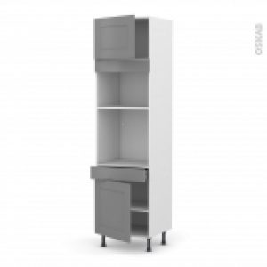 Colonne De Cuisine N1356 Fourmo Encastrable Niche 3638 Filipen Gris 2 Portes 1 Tiroir L60 X H217 X P58 Cm