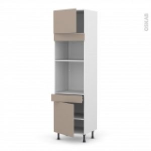 Colonne De Cuisine N1356 Fourmo Encastrable Niche 3638 Ginko Taupe 2 Portes 1 Tiroir L60 X H217 X P58 Cm