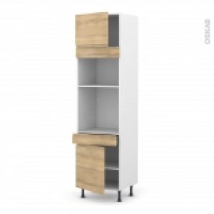 Colonne De Cuisine N1356 Fourmo Encastrable Niche 3638 Ipoma Chene Naturel 2 Portes 1 Tiroir L60 X H217 X P58 Cm