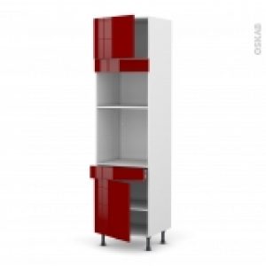 Colonne De Cuisine N1356 Fourmo Encastrable Niche 3638 Ivia Rouge 2 Portes 1 Tiroir L60 X H217 X P58 Cm