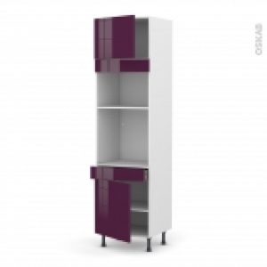 Colonne De Cuisine N1356 Fourmo Encastrable Niche 3638 Keria Aubergine 2 Portes 1 Tiroir L60 X H217 X P58 Cm