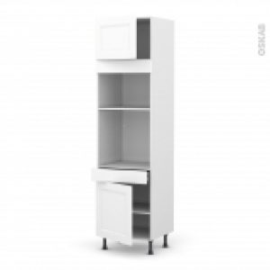Colonne De Cuisine N1356 Fourmo Encastrable Niche 3638 Static Blanc 2 Portes 1 Tiroir L60 X H217 X P58 Cm
