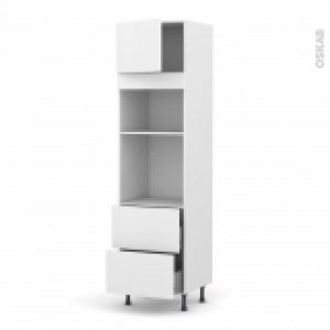 Colonne De Cuisine N1357 Fourmo Encastrable Niche 3638 Ginko Blanc 1 Porte 2 Casseroliers L60 X H217 X P58 Cm
