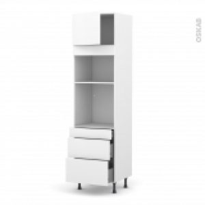 Colonne De Cuisine N1358 Fourmo Encastrable Niche 3638 Ginko Blanc 1 Porte 3 Tiroirs L60 X H217 X P58 Cm